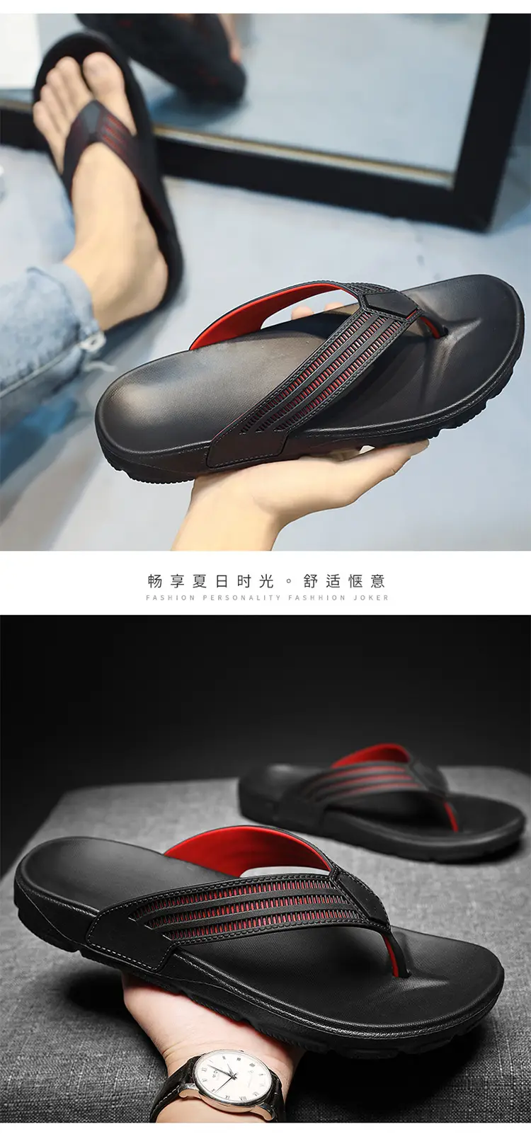 Men Black Stripe Flip Flops 39-45 — feature 2