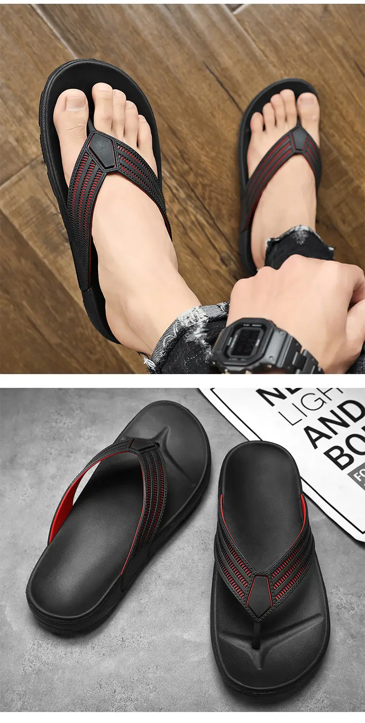 Men Black Stripe Flip Flops 39-45 — feature 8