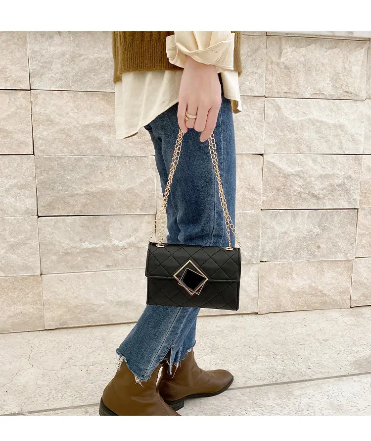 Pink Quilted Chain Shoulder Bag for Women — feature 12
