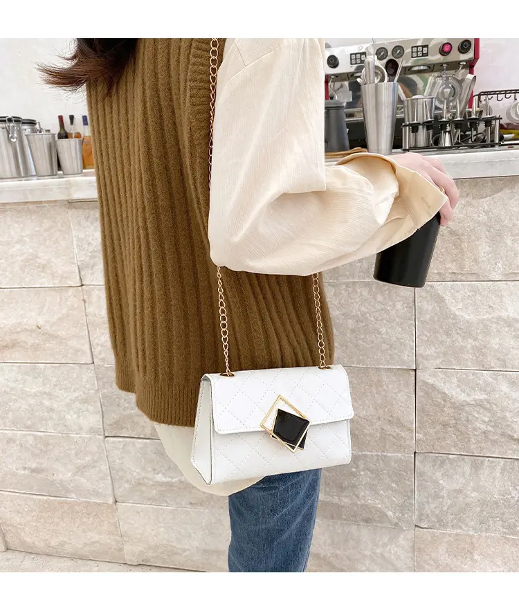 Pink Quilted Chain Shoulder Bag for Women — feature 19