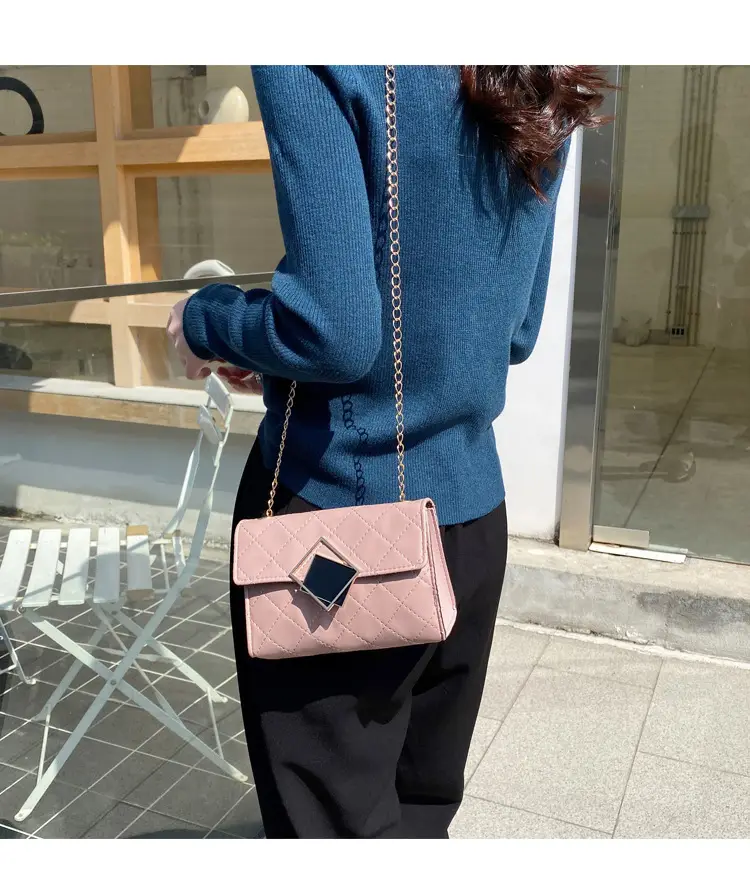 Pink Quilted Chain Shoulder Bag for Women — feature 21