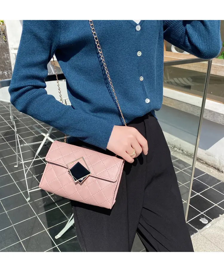 Pink Quilted Chain Shoulder Bag for Women — feature 22
