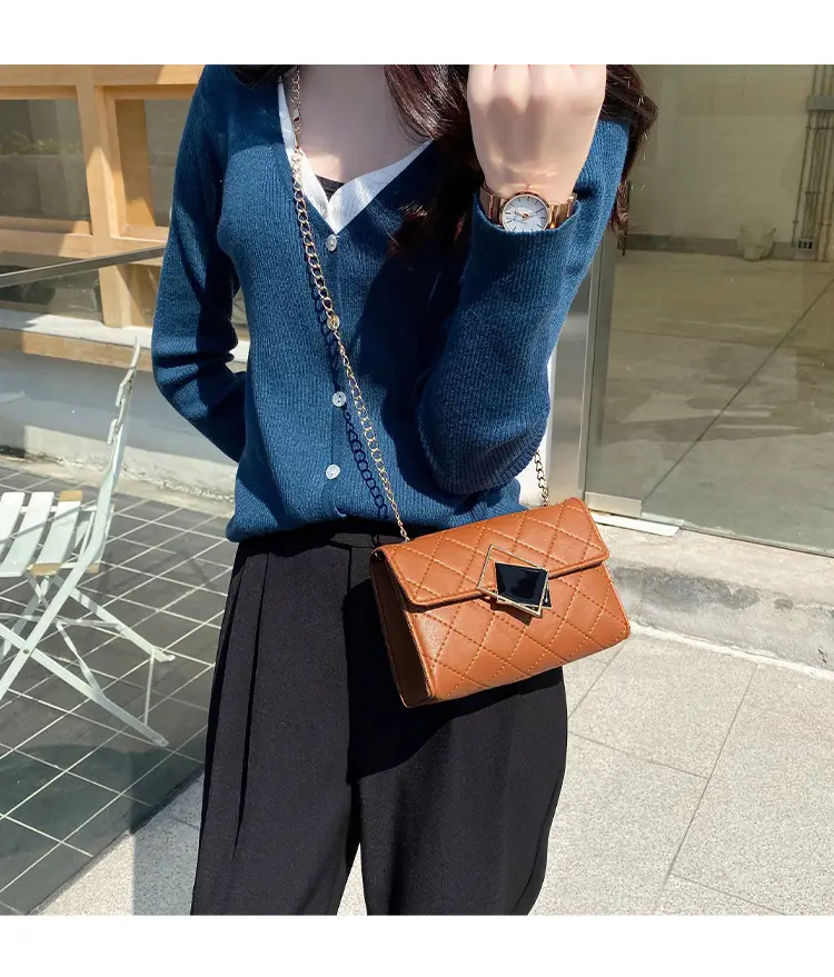 Pink Quilted Chain Shoulder Bag for Women — feature 23