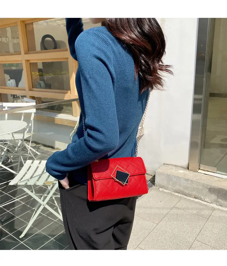 Pink Quilted Chain Shoulder Bag for Women — feature 26