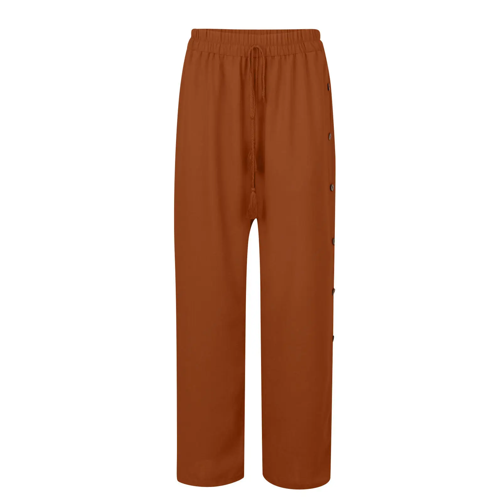 Women's Elastic Waist Lace-Up Loose Pants Gray — feature 13