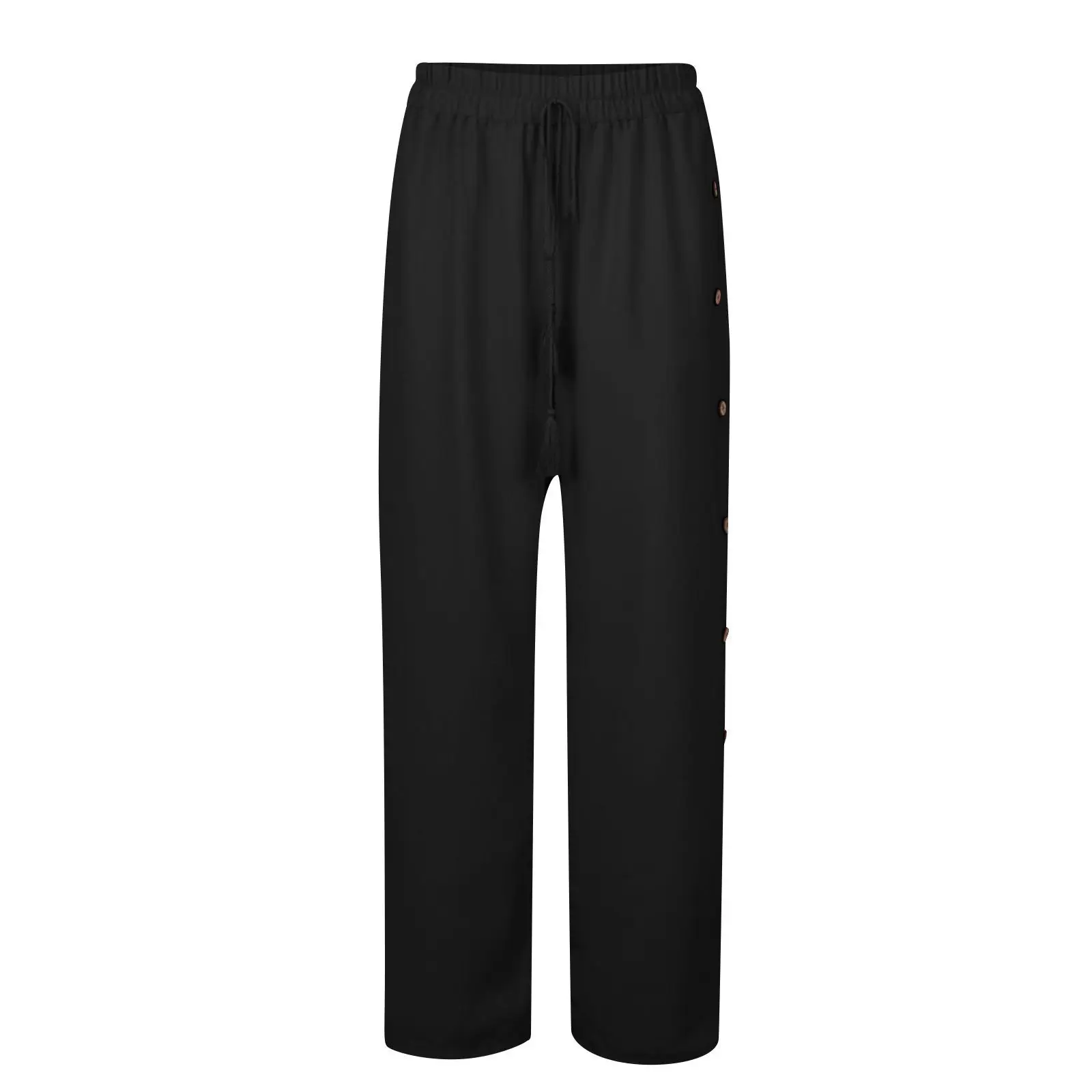 Women's Elastic Waist Lace-Up Loose Pants Gray — feature 15