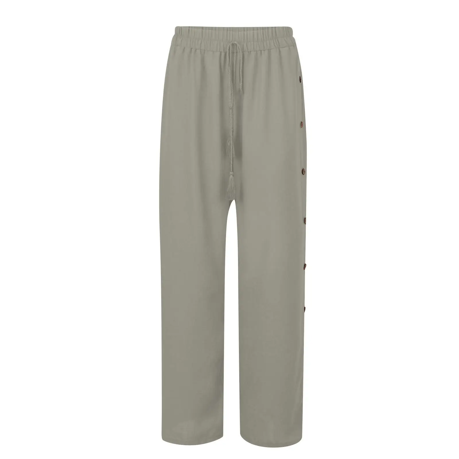 Women's Elastic Waist Lace-Up Loose Pants Gray — feature 29