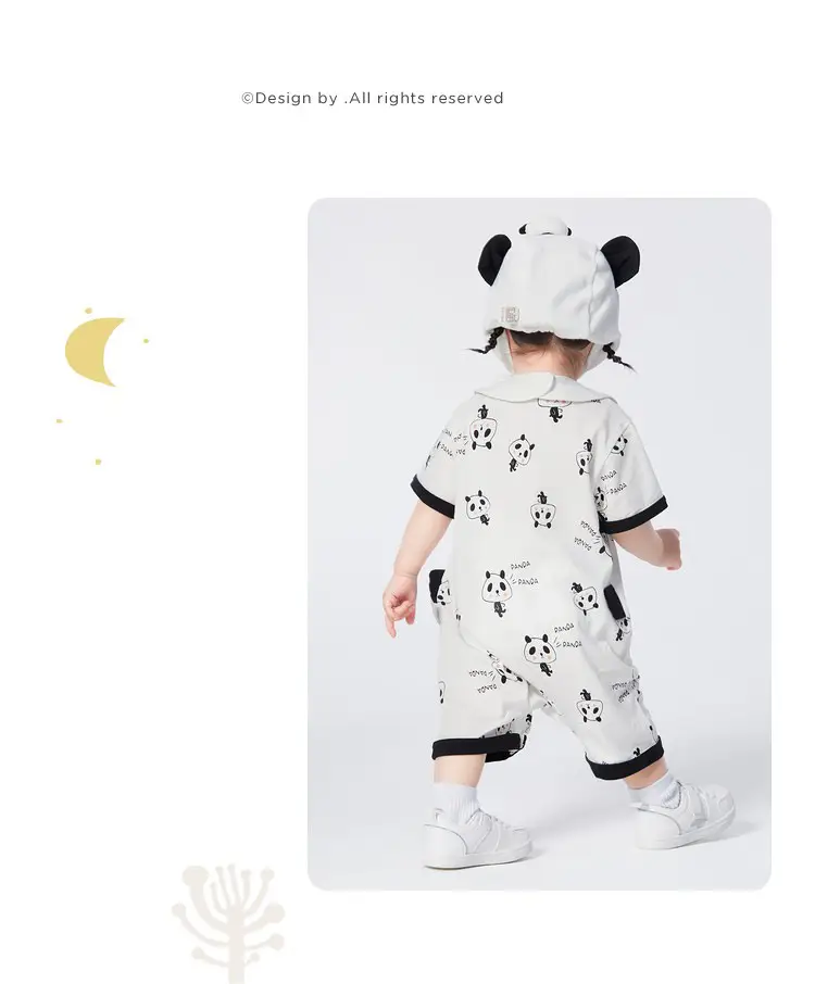 Cute Panda Baby Bib & Shorts Set Cotton White — feature 22