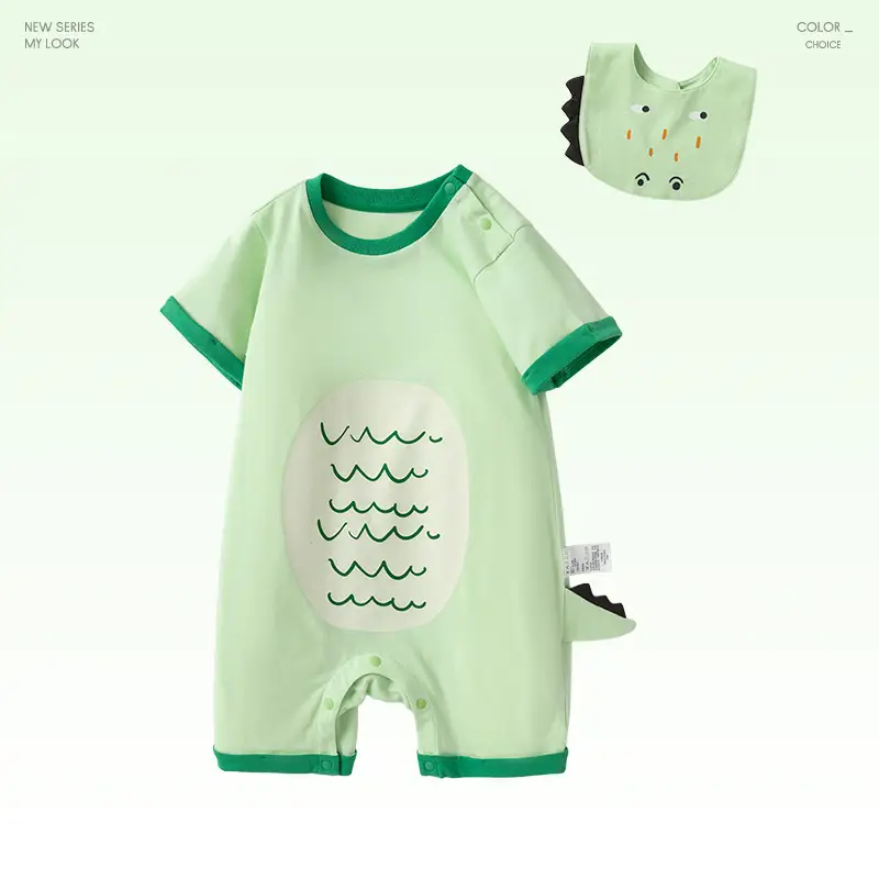 Cute Panda Baby Bib & Shorts Set Cotton White - Image 2