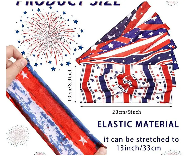 US Flag Star Element Retro Knot Yoga Hair Band — feature 3
