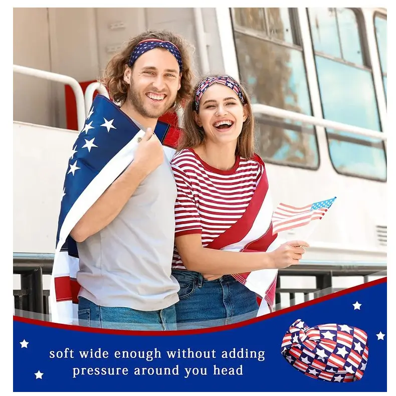 US Flag Star Element Retro Knot Yoga Hair Band — feature 5