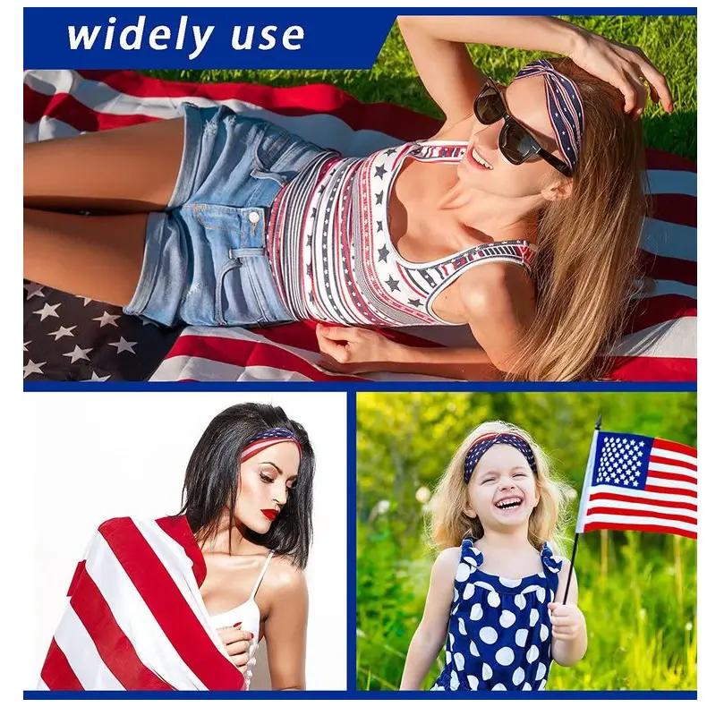 US Flag Star Element Retro Knot Yoga Hair Band — feature 6