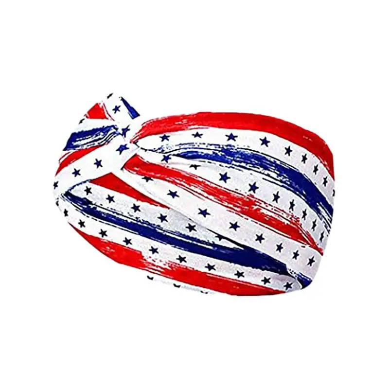 US Flag Star Element Retro Knot Yoga Hair Band - Image 14
