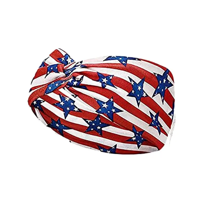 US Flag Star Element Retro Knot Yoga Hair Band - Image 15