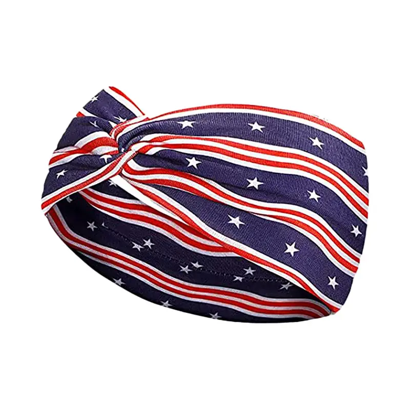US Flag Star Element Retro Knot Yoga Hair Band - Image 2