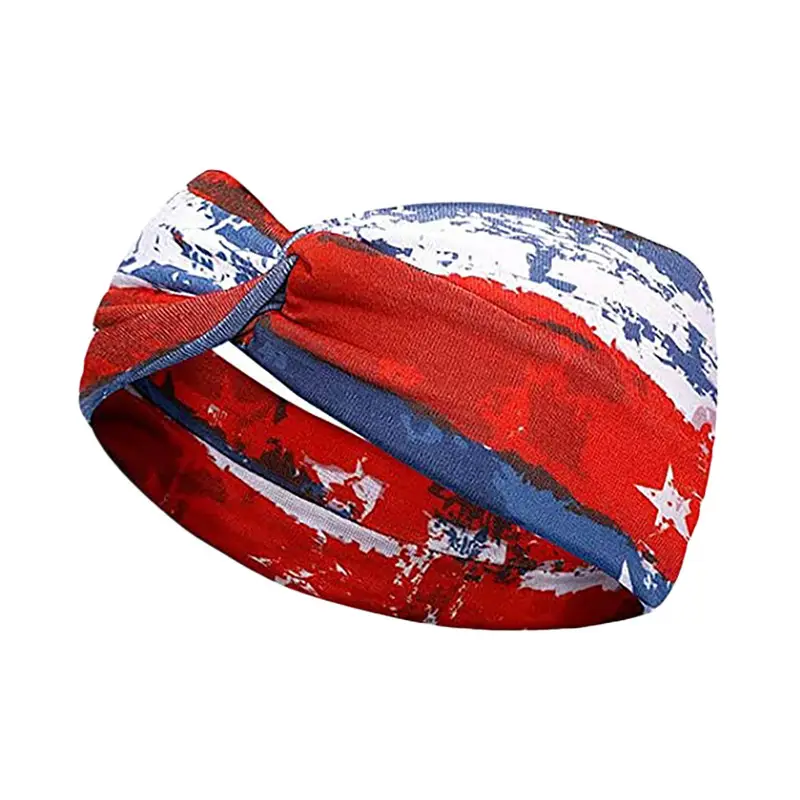 US Flag Star Element Retro Knot Yoga Hair Band - Image 3