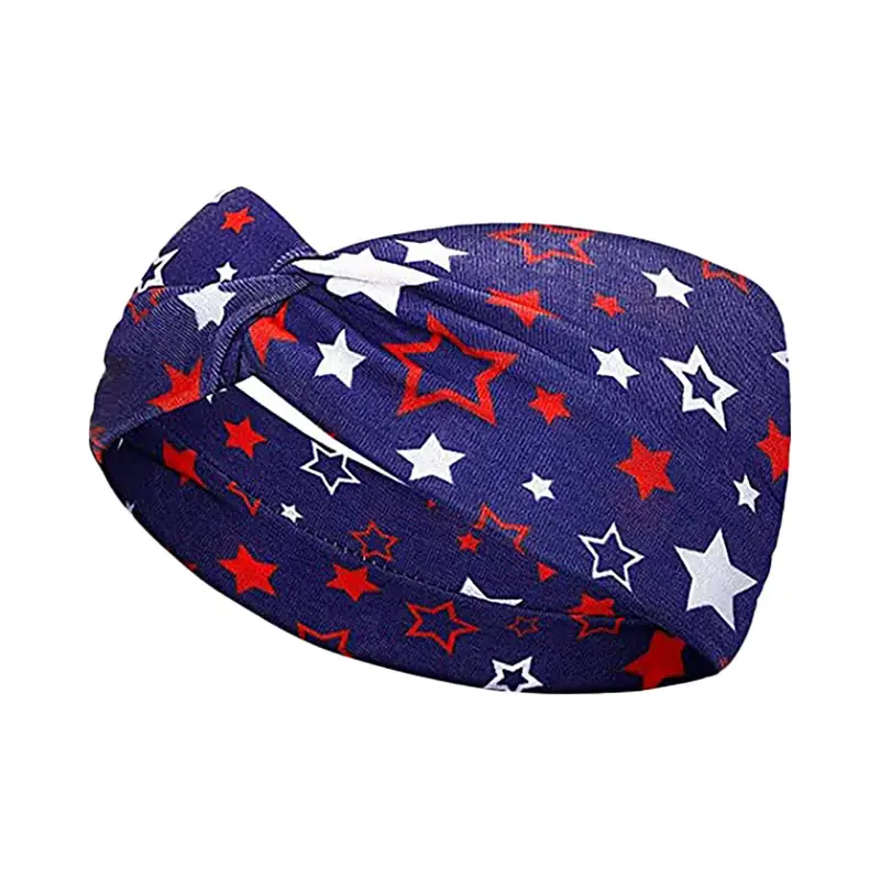 US Flag Star Element Retro Knot Yoga Hair Band - Image 4