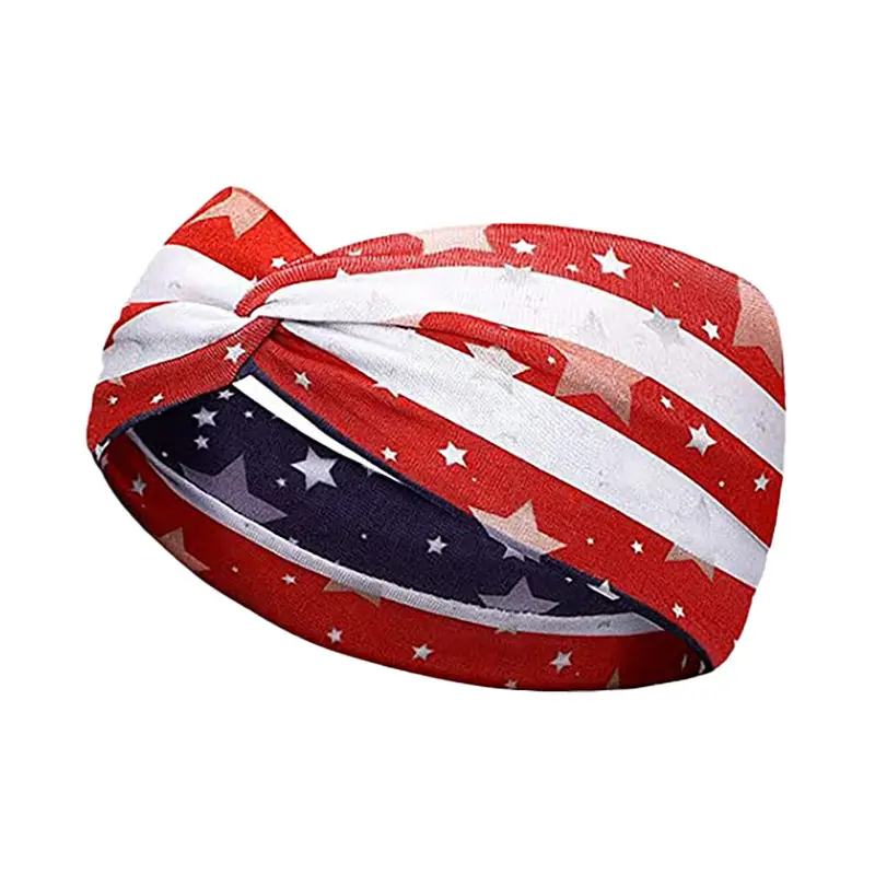 US Flag Star Element Retro Knot Yoga Hair Band - Image 8