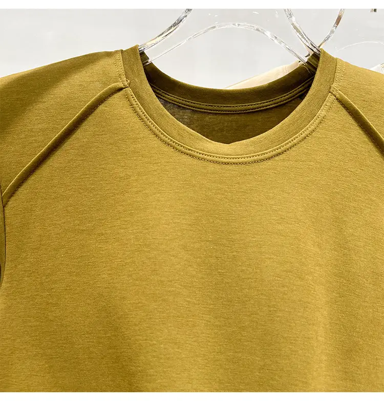 Women's New Style Shoulder Short Sleeve T-Shirt Beige — feature 13