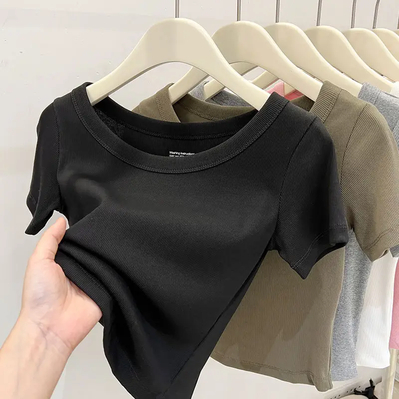 Women Black Short Sleeve T-Shirt Summer 2023 - Image 11