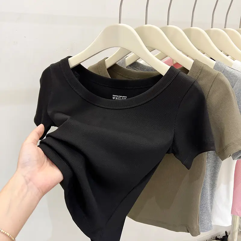 Women Black Short Sleeve T-Shirt Summer 2023 - Image 2
