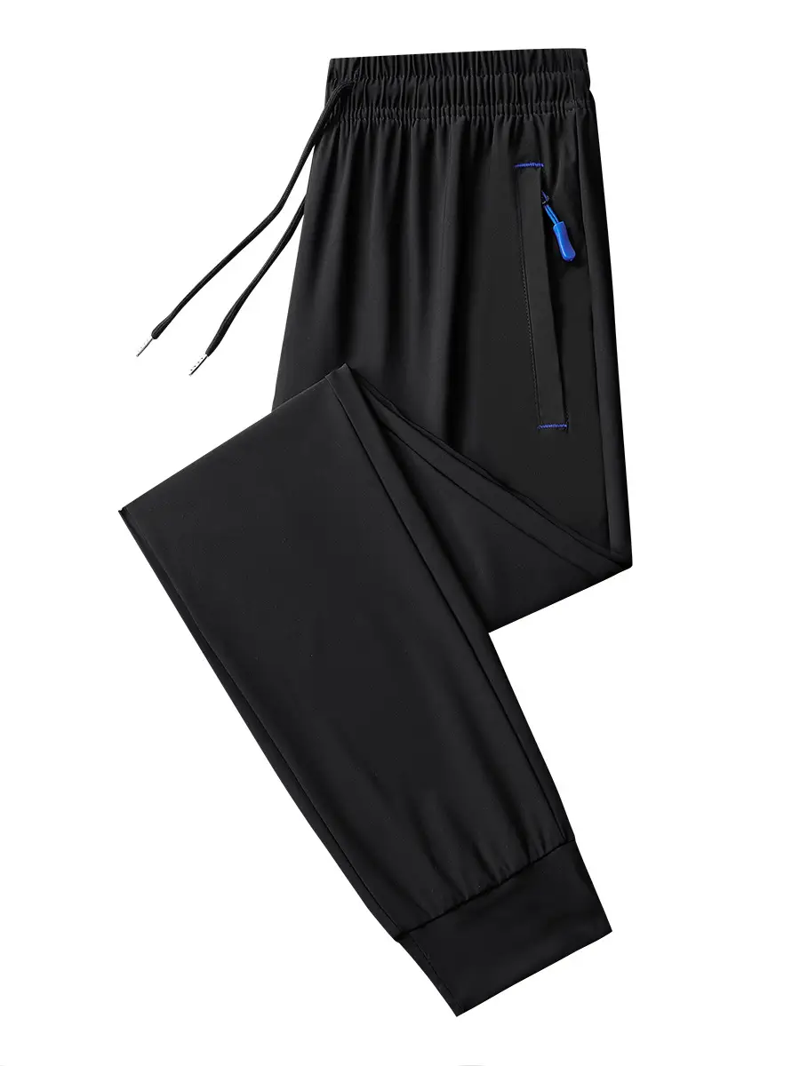 Men Black Ice Silk Stretch Pants Plus Size - Image 8