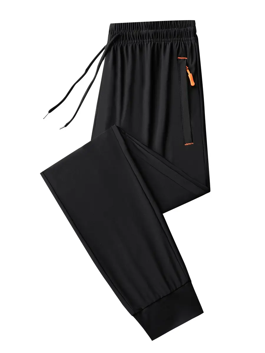 Men Black Ice Silk Stretch Pants Plus Size - Image 9