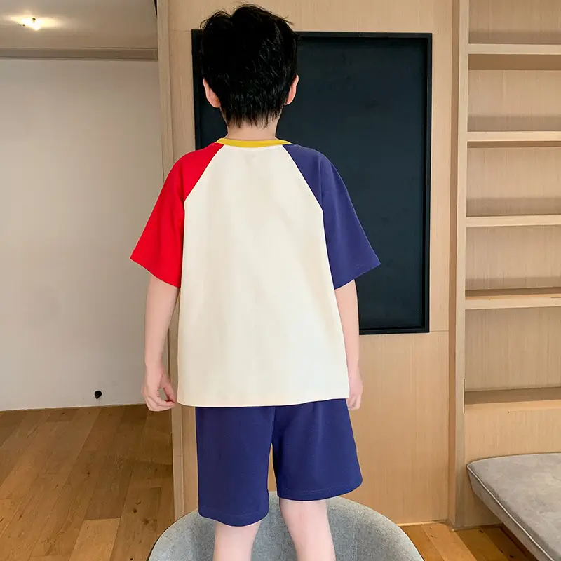 Cute Cartoon Boys Pajamas Summer Cotton Shorts Set