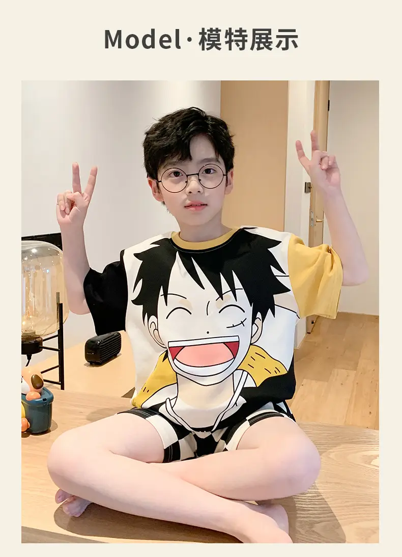 Cute Cartoon Boys Pajamas Summer Cotton Shorts Set — feature 11