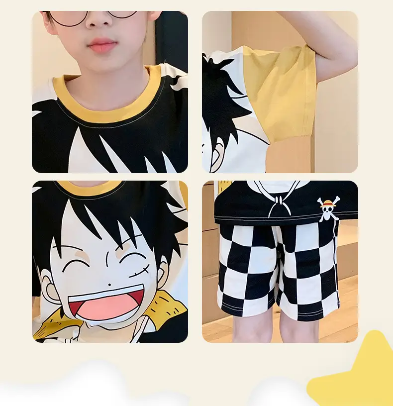 Cute Cartoon Boys Pajamas Summer Cotton Shorts Set — feature 12