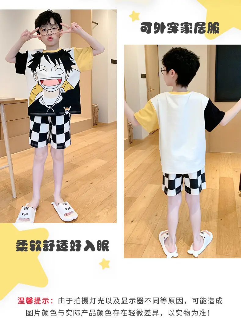 Cute Cartoon Boys Pajamas Summer Cotton Shorts Set — feature 13