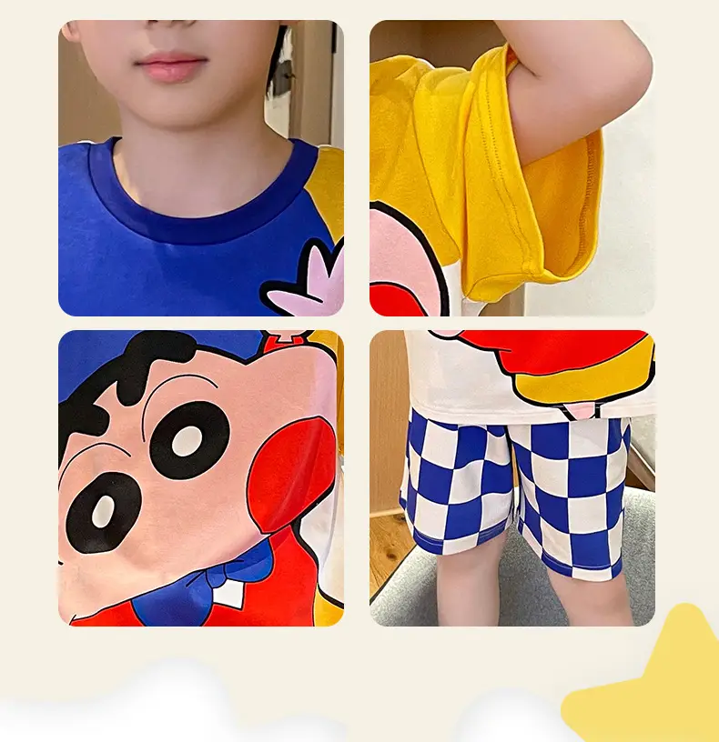 Cute Cartoon Boys Pajamas Summer Cotton Shorts Set — feature 15