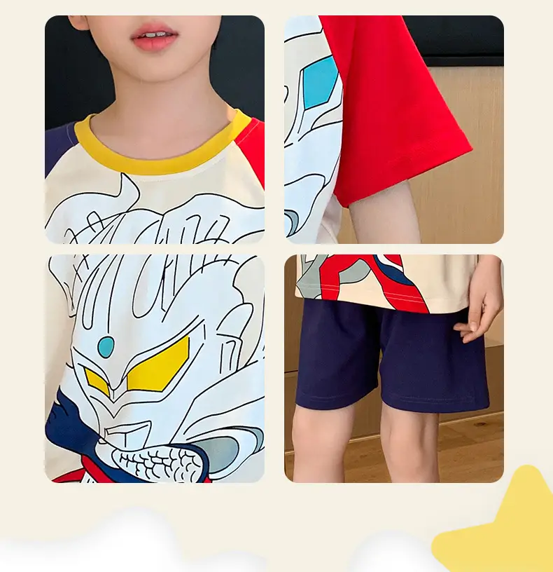 Cute Cartoon Boys Pajamas Summer Cotton Shorts Set — feature 2