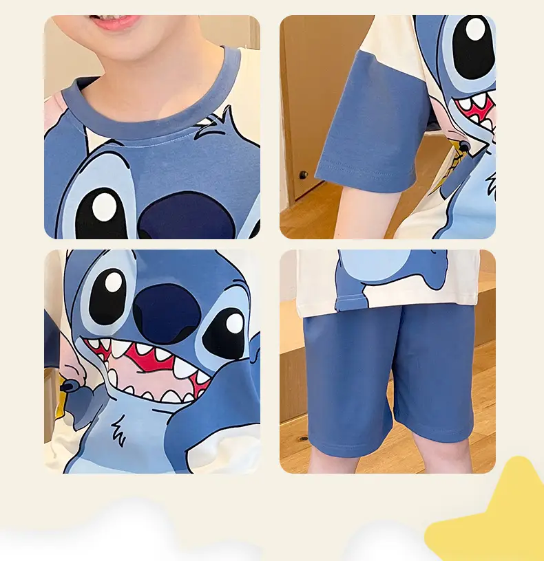 Cute Cartoon Boys Pajamas Summer Cotton Shorts Set — feature 24