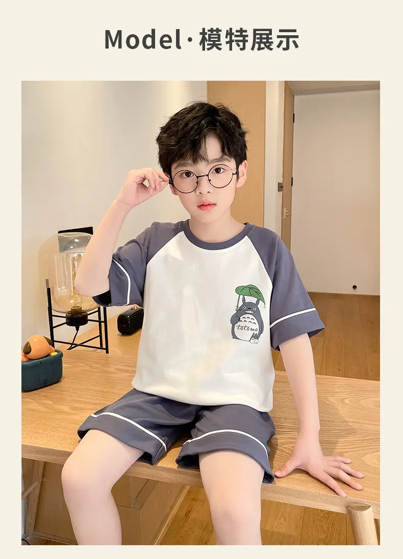 Cute Cartoon Boys Pajamas Summer Cotton Shorts Set — feature 26