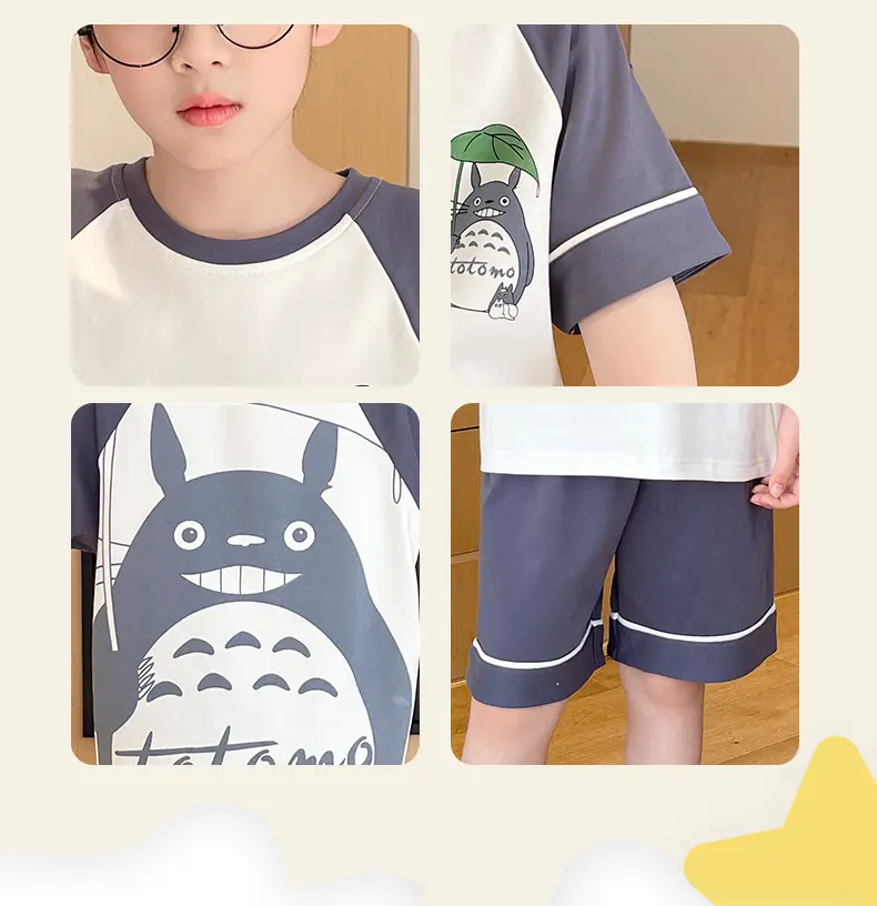 Cute Cartoon Boys Pajamas Summer Cotton Shorts Set — feature 27