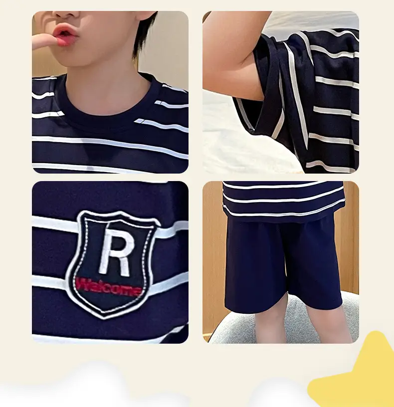 Cute Cartoon Boys Pajamas Summer Cotton Shorts Set — feature 33