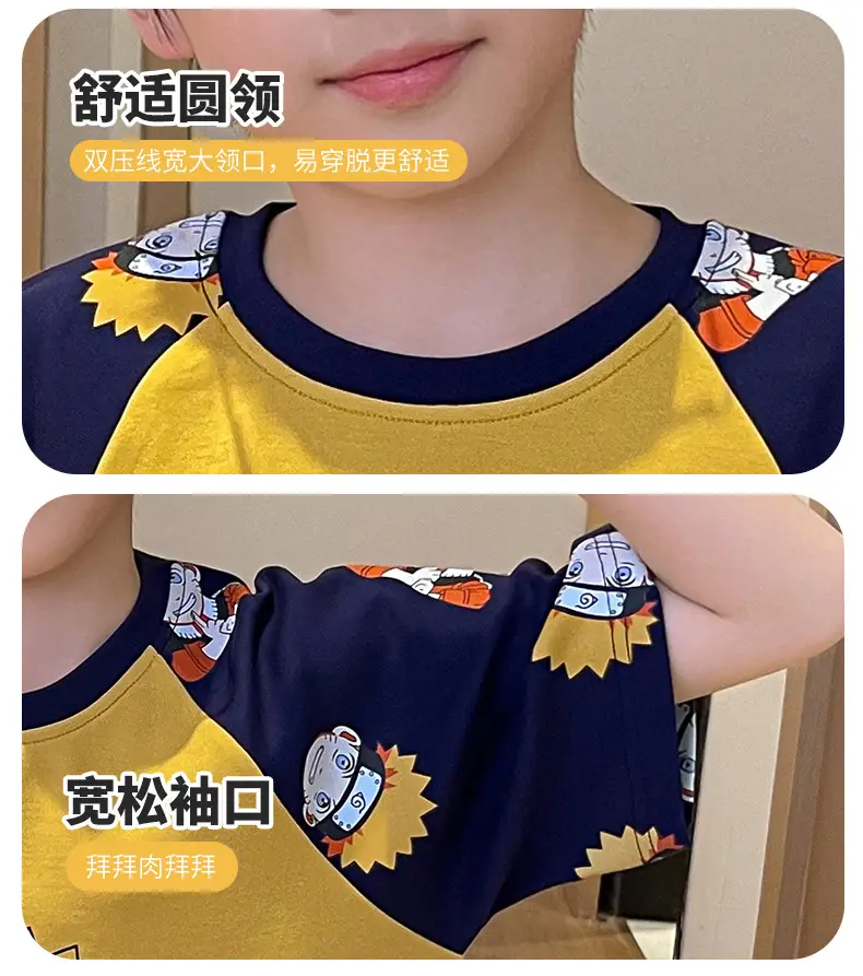 Cute Cartoon Boys Pajamas Summer Cotton Shorts Set — feature 42