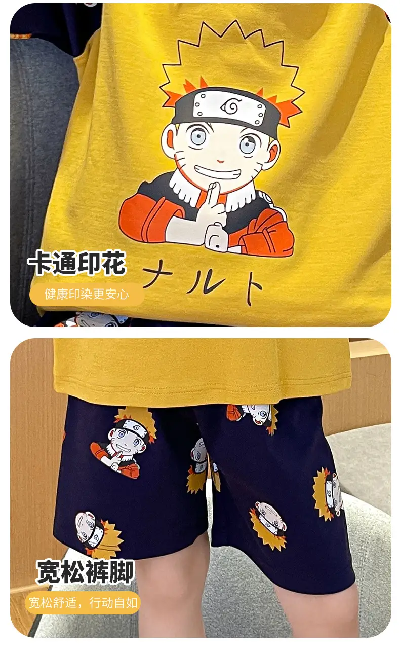 Cute Cartoon Boys Pajamas Summer Cotton Shorts Set — feature 43