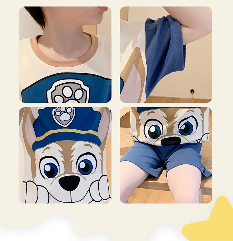 Cute Cartoon Boys Pajamas Summer Cotton Shorts Set — feature 7