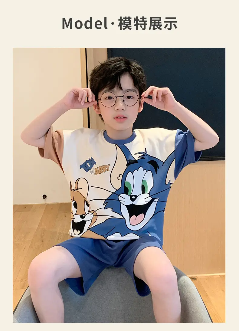 Cute Cartoon Boys Pajamas Summer Cotton Shorts Set — feature 8