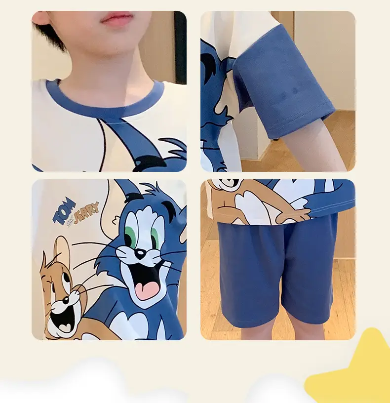 Cute Cartoon Boys Pajamas Summer Cotton Shorts Set — feature 9