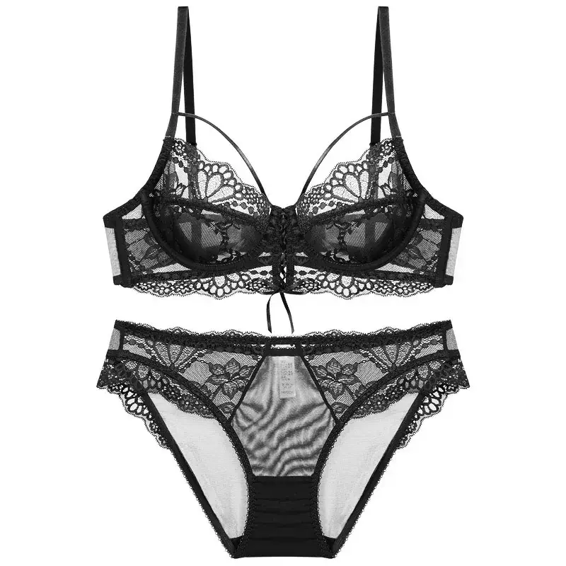 French Lace Underwear Set Black Big Chest Small
