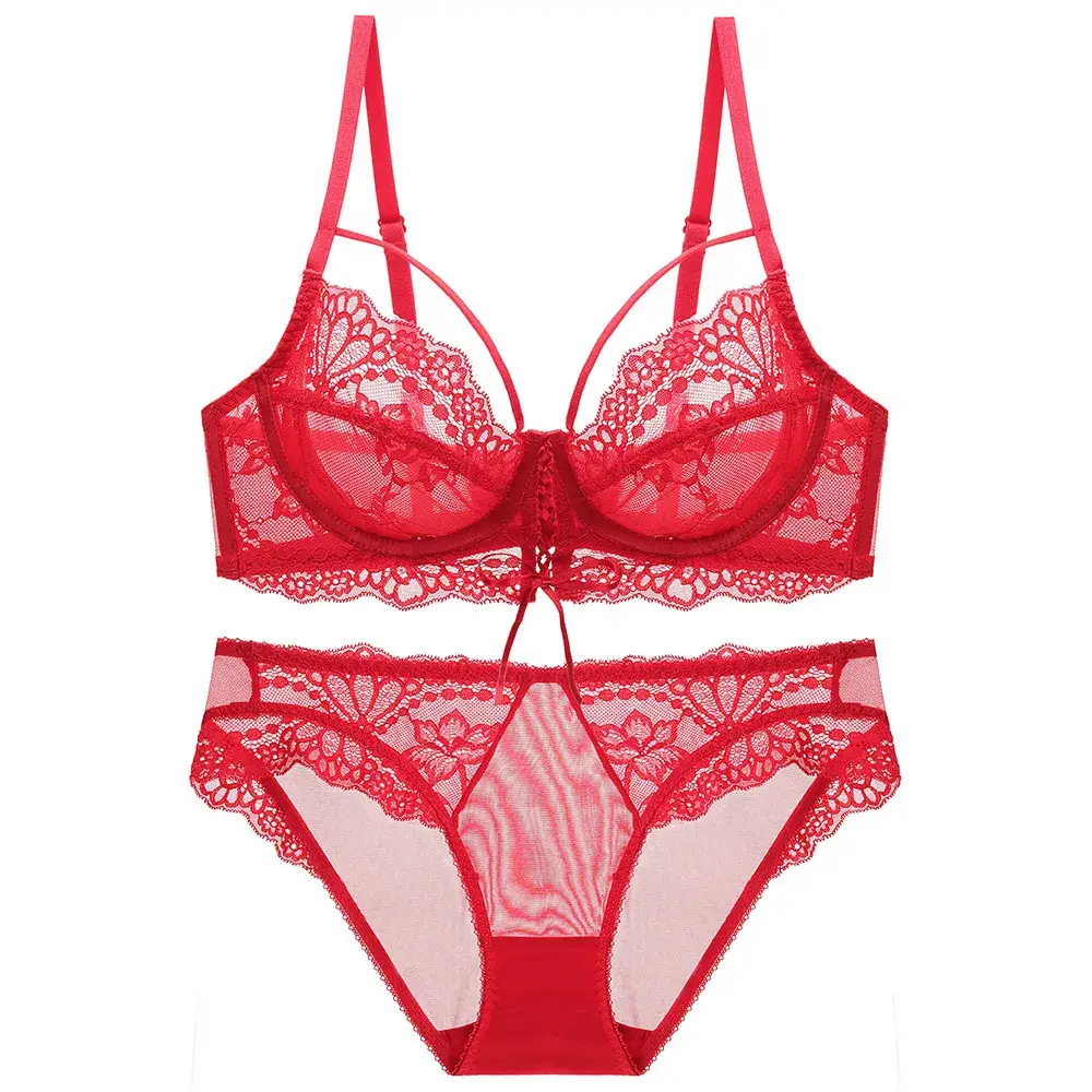French Lace Underwear Set Black Big Chest Small
