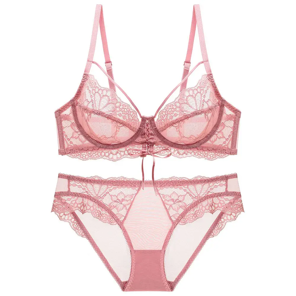 French Lace Underwear Set Black Big Chest Small