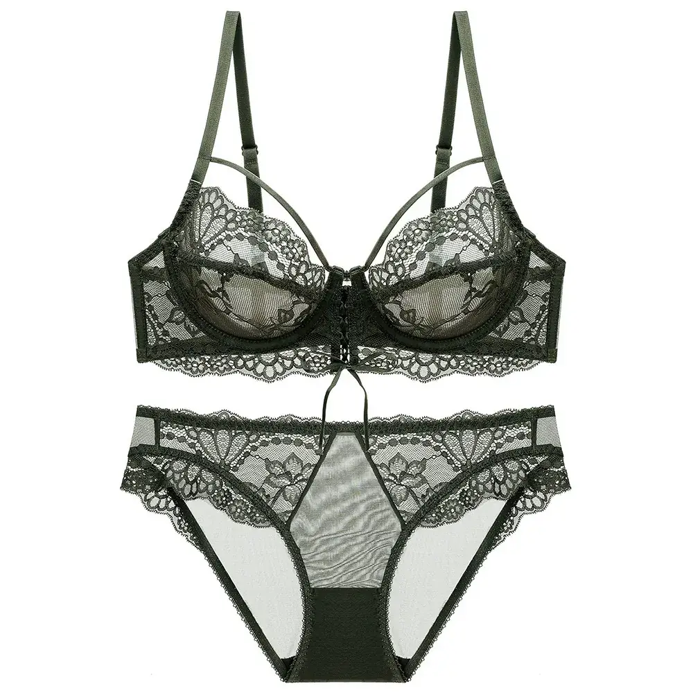 French Lace Underwear Set Black Big Chest Small