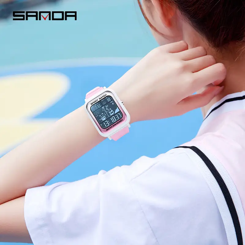 Sanda Digital Cartoon Watch Gradient Colors - Image 9