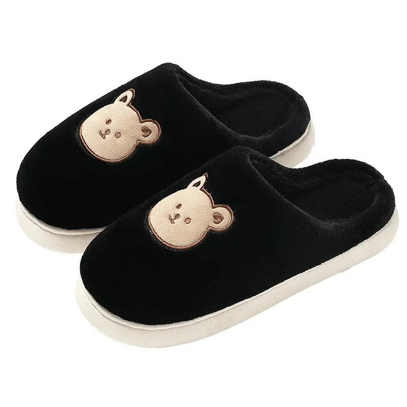 Black Cartoon Bear Slippers for Women Men Autumn - Image 8