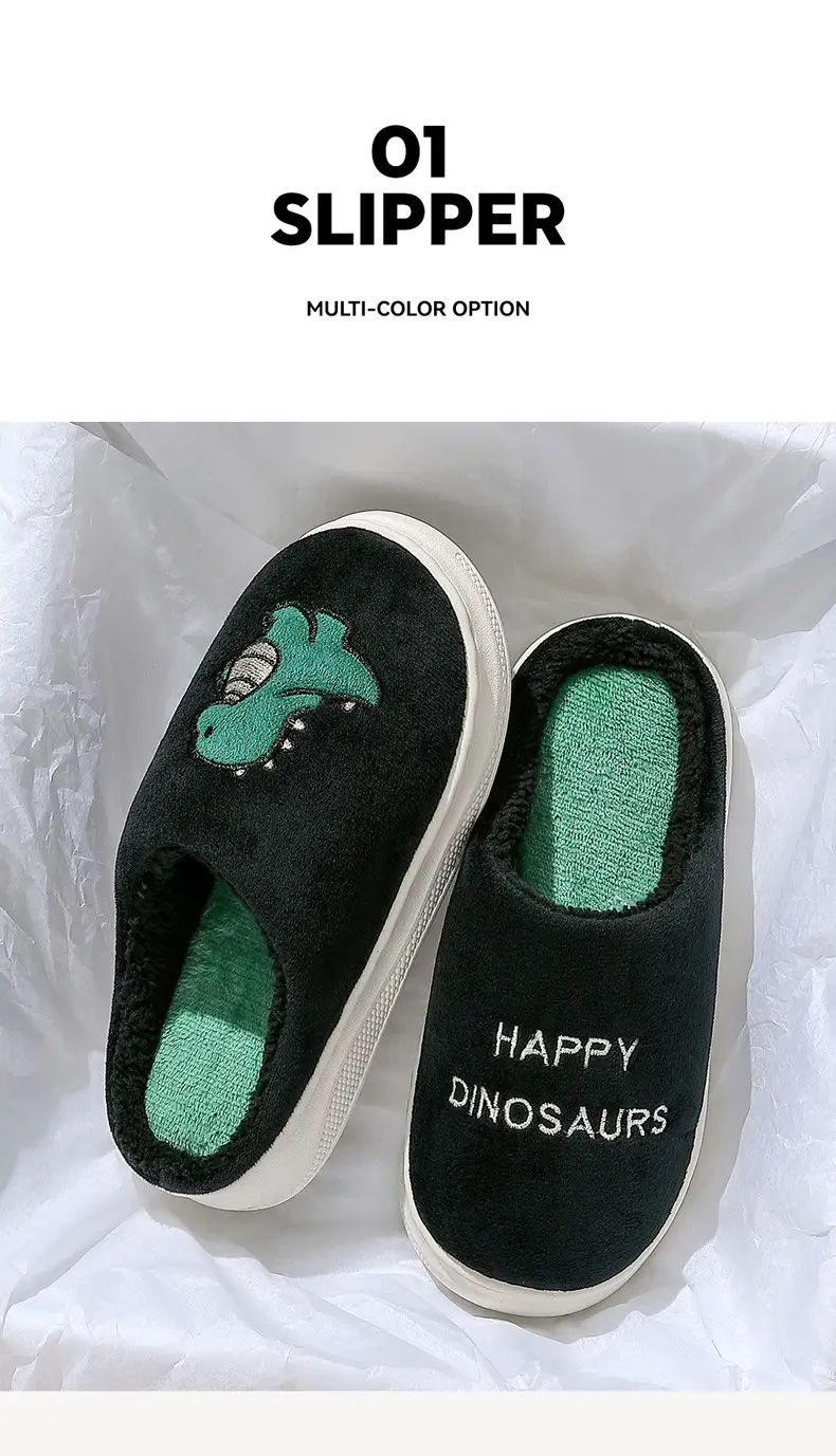Black Cartoon Bear Slippers for Women Men Autumn — feature 3
