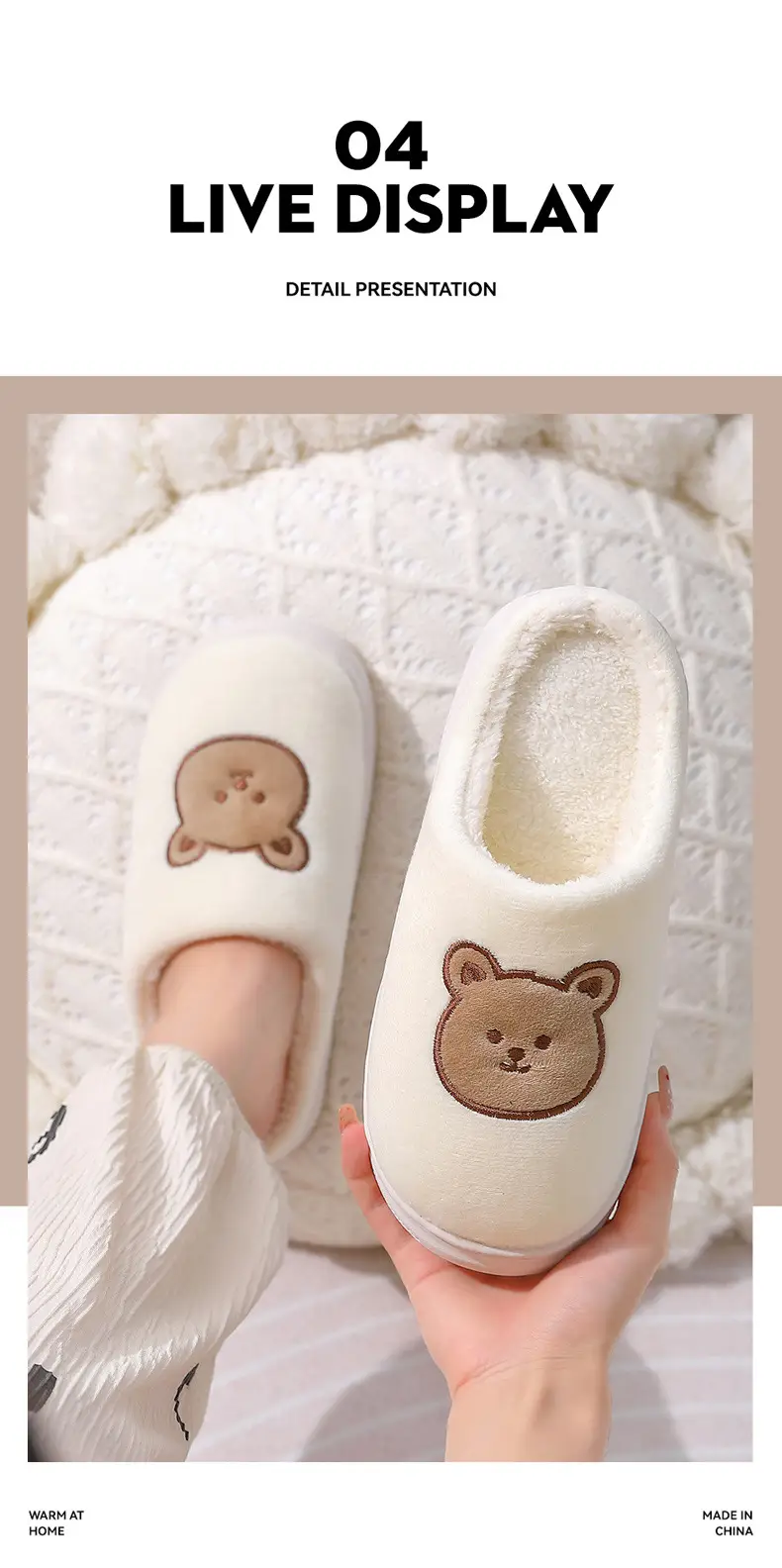 Black Cartoon Bear Slippers for Women Men Autumn — feature 9